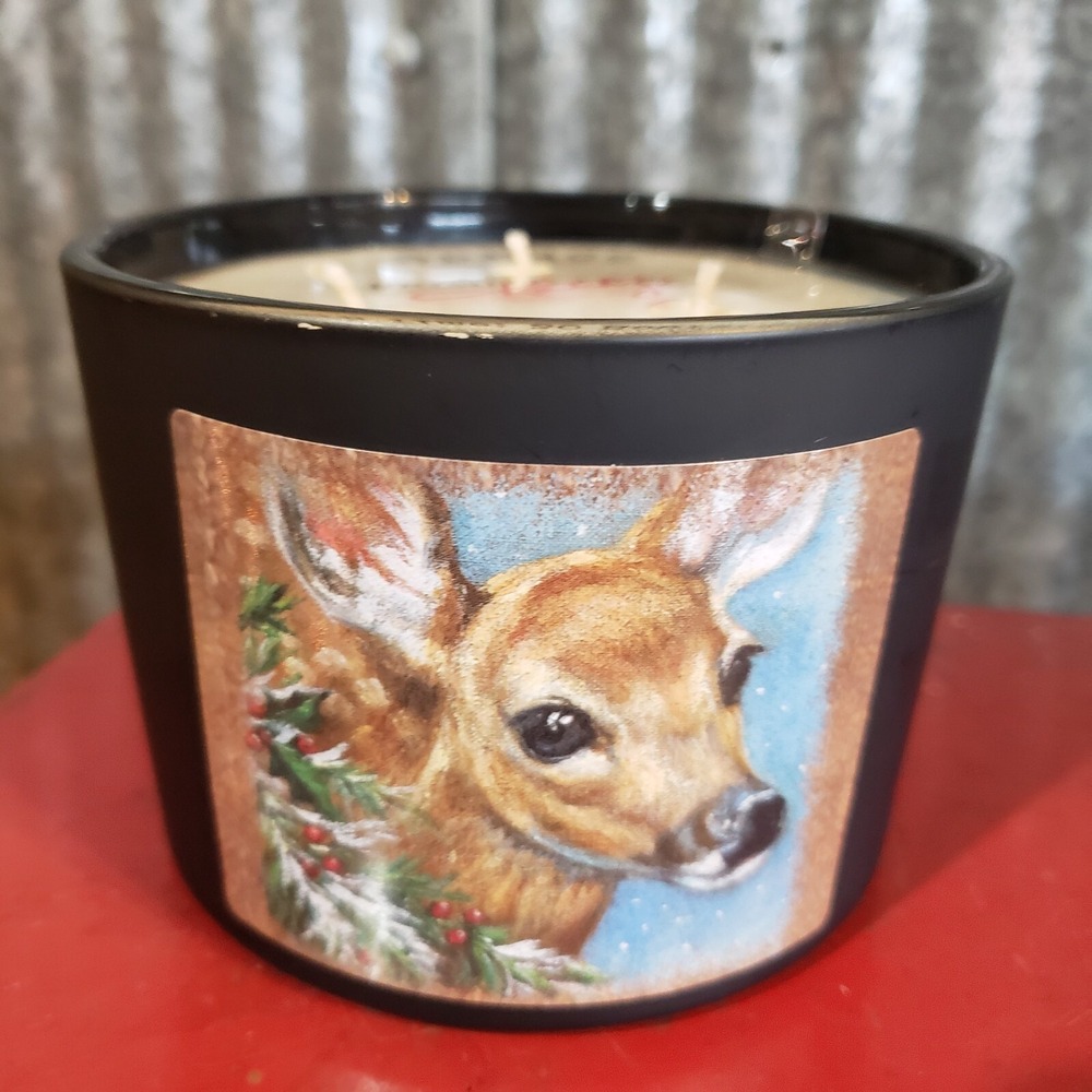 New Primitives By Kathy SPRUCE Scent Woodland Deer 14 oz Jar‎ Candle